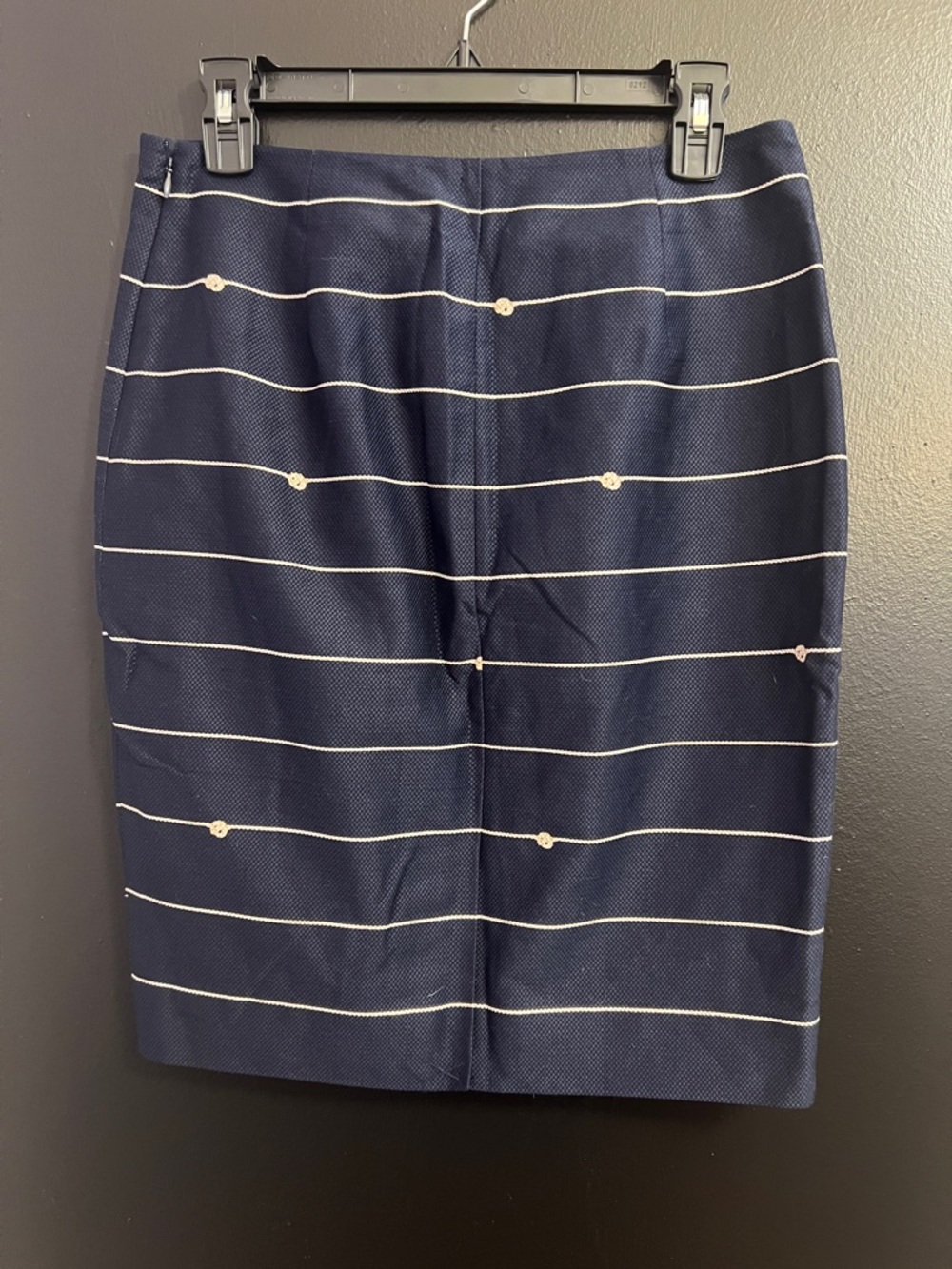 The Limited Nautical Rope Striped Pencil Skirt with Gold Zipper Detail - Picture 2 of 4
